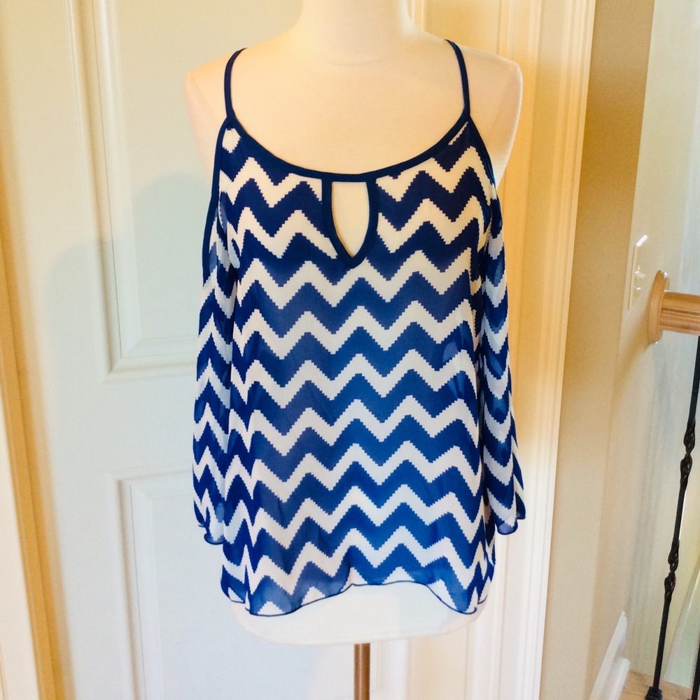 Entro Boutique Top Royal Blue Cold Open Shoulder M Women